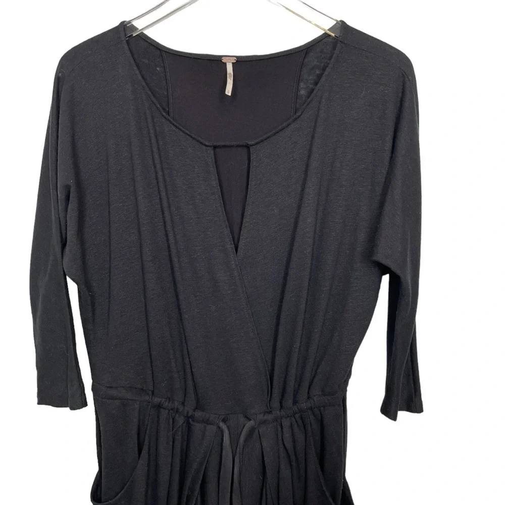 Free People Black Cut Out Tie Front Dress